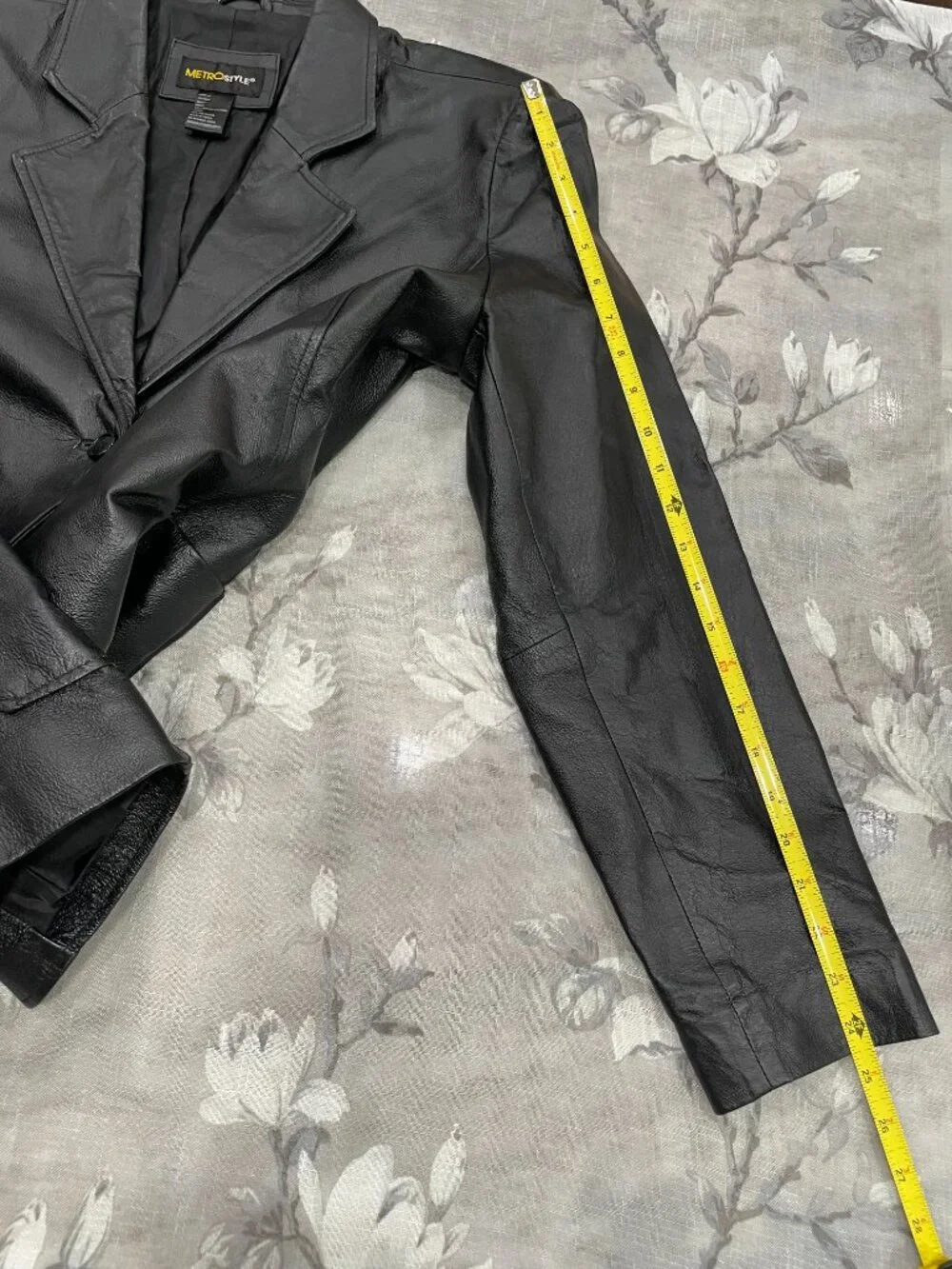 Metrostyle Genuine Leather Blazer Jacket Black Size 16 Classic Tailored Coat - Picture 11 of 13